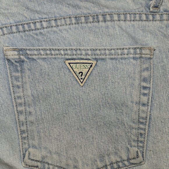 Vintage GUESS Jeans Loose Straight Leg Light Wash 34 X 29 Big Triangle Patch USA - Picture 3 of 12